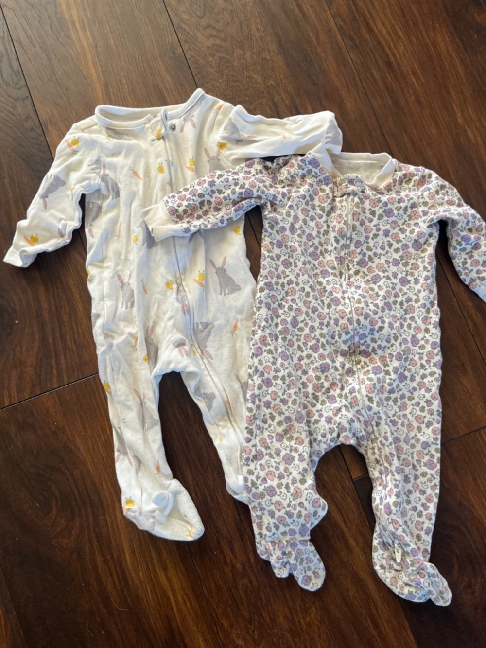 Carters Baby Footed One-Piece Sleepers in White and Lavender Floral - Pack of 2